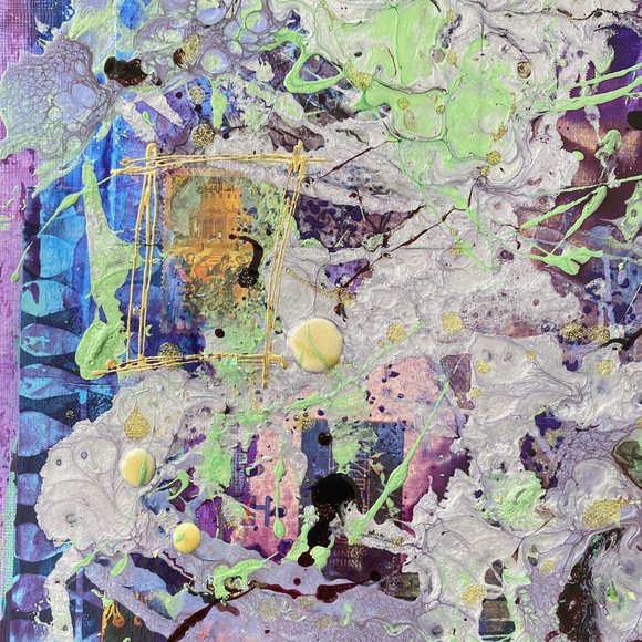 Original Art “Summer Pop 1987” Artwork Mixed Media Painting Frame Ready 12”x12” - Picture 3 of 6